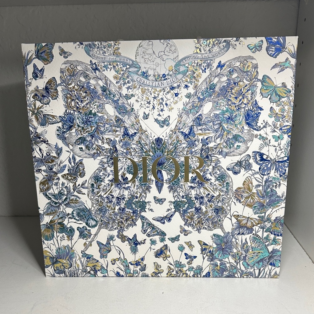 Dior Blue and Gold Butterfly Around the World Limited Edition Rare Shopping Bag